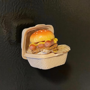 Miniaturowy magnes na lodówkę w kształcie hamburgera, imitacja jedzenia, uroczy dodatek kuchenny, prezent dla smakosza w kształcie sera, szybka przekąska, dekoracja kawaii.