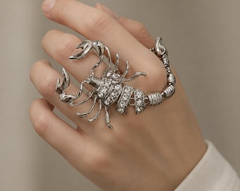 Skorpion Kette Ring Gothic Statement Punk verstellbar Schmuck Schmuck Y2K Silber Goldtöne