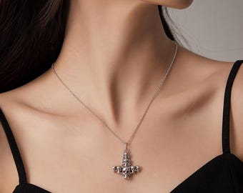 Umgedrehte Kreuz Schädel Halskette, Gothic Punk Anhänger, Biker Streetwear Kette