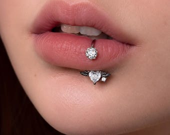 Funkelnder Hufeisen Lippenring, Titan Stahl CZ Piercing Schmuck, Punk Körperzubehör