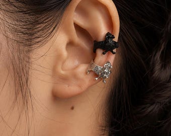 Gothic Fledermaus Ohrmanschette, kein Piercing, Dark Punk Vampir Fledermaus Clip, Alternativ Schmuck