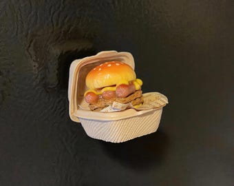 Miniature Hamburger Fridge Magnet Fake Food Decor Cute Kitchen Accessory Cheeseburger Foodie Gift Fast Food Miniature Kawaii Decor.