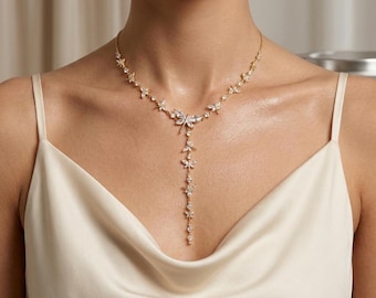 Libelle Y-Kette | Zirkonia Brautschmuck Set
