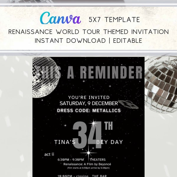 DIGITAL DOWNLOAD- Beyoncé Renaissance World Tour Themed Invitation