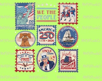 250th Usa Anniversary Stamps Png, America 1776-2026 Png, 4th Of July Semiquincentennial Png, Digital File