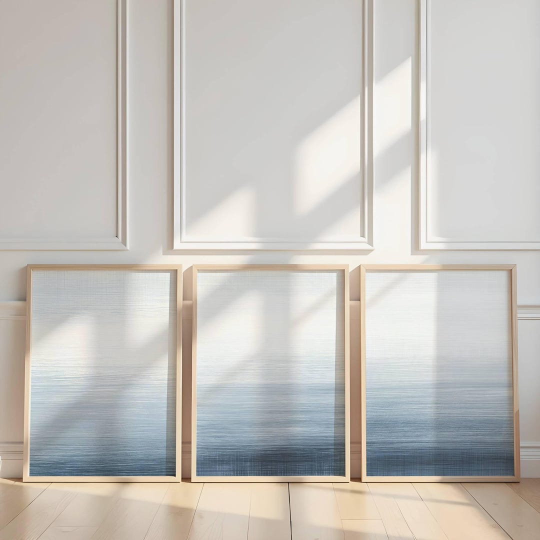 Minimalist Ocean Waves Wall Art Set of 3 Prints, Abstract Coastal ...