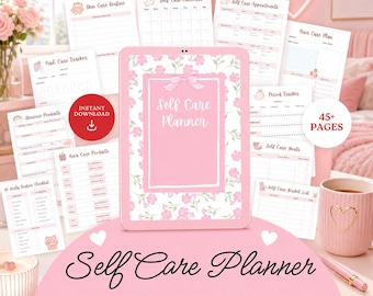 Self Care Planner Printable: Habit Tracker, Wellness Journal (Digital Download)