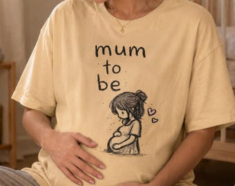 Camiseta "Futura Mamãe", Camiseta Estampada para Anúncio de Gravidez, Presente para Chá de Bebê, Blusa 100% Algodão