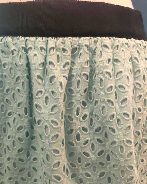 Aqua Teal Mint Eyelet Skirt Black Trim Side Zippe… - image 3