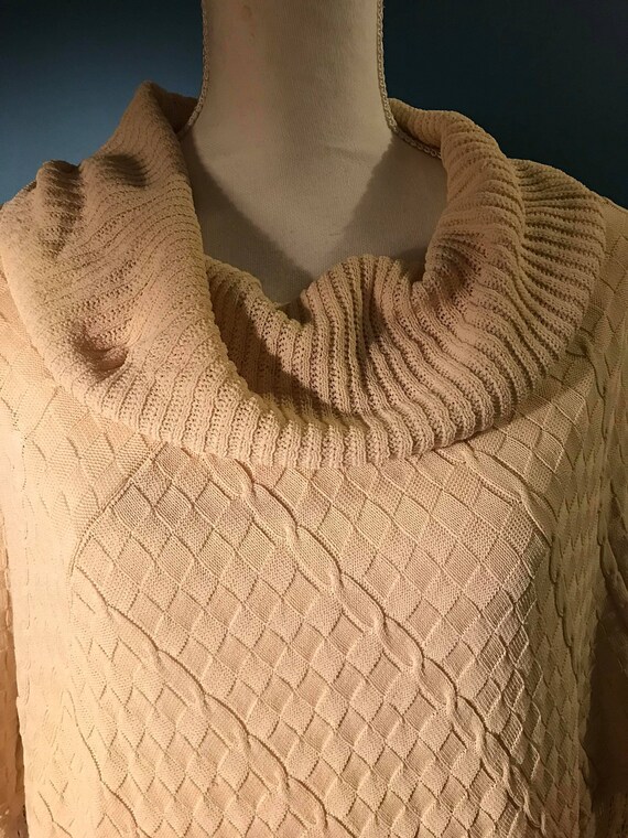 Vintage Unbranded Cream Cowl Neck Pullover Sweater Elbow Patches Men’s