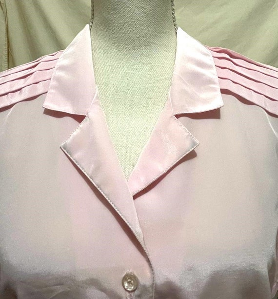 Light Pink Blouse ~ Short Sleeve ~ Liquid Silk ~ … - image 8