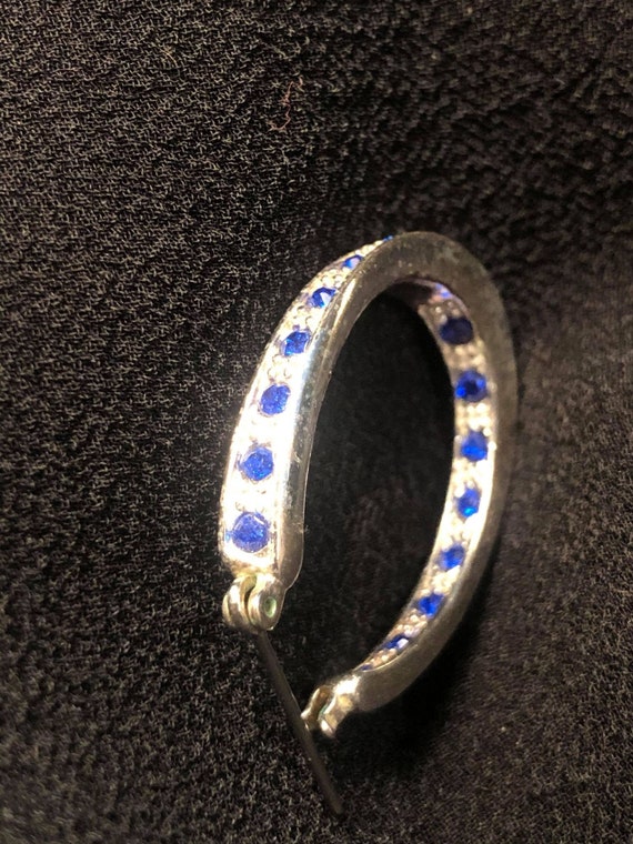 Earrings Silver Plate Blue Austrian Crystal