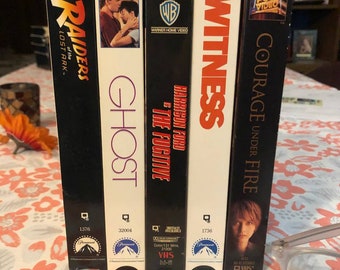 Classic VHS Drama Movie Bundle ~ 5 Movies ~ Ghost ~ Patrick Swayze ~ Witness ~ Raiders of the Lost Ark ~ Harrison Ford ~ Meg Ryan