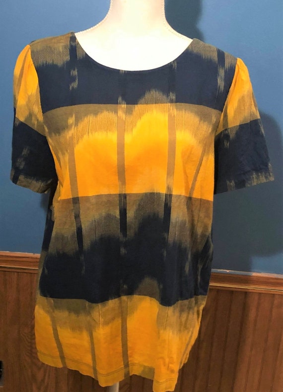 Marigold Navy Blue Short Sleeve Top Tee ~ Tie Back