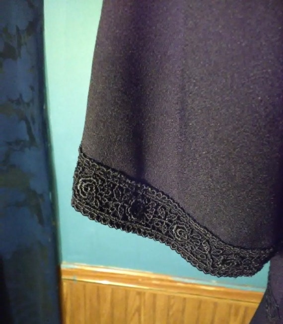 Short Sleeve Black Midi Dress ~ Embroidered Rose … - image 5