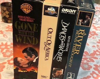 Classic VHS Drama Movie Bundle ~ 4 Movies ~ Gone with the Wind ~ Out of Africa ~ Robert Redford ~ Clark Gable ~ Dances with Wolves