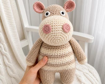 Hippo Häkelanleitung PDF | Niedliches Amigurumi Nilpferd Spielzeug Muster | Tier Amigurumi Häkelanleitung | Amigurumi Hippo häkeln Plüschtier