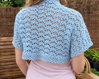 Crochet Lace Bolero Pattern PDF | Women’s Crochet Shrug Pattern | Summer Crochet Cover Up | Openwork Lace Bolero | Short Sleeve Cardigan