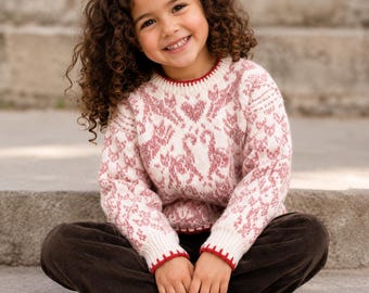 Kinder Fair Isle Pullover Strickmuster PDF | Kinder Strickmuster Pullover | Nordischer Colorwork Pullover Alter 4 6 8 Jahre