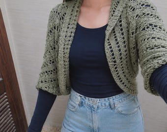 Crochet Lace Cardigan Pattern PDF | Lightweight Shrug Cardigan | Boho Layering Piece | Openwork Sleeve Cover Up | Women’s Crochet Wear