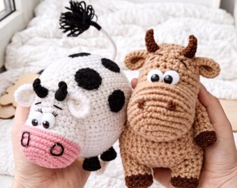 Cow Crochet Pattern PDF | Amigurumi Cow Toy Pattern | Crochet Cow Plush Pattern | Cute Farm Animal Amigurumi Toy | Crochet Cow Pattern