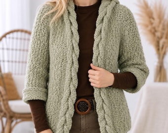 Zopfmuster Shrug Strickmuster PDF | Damen Kabel-Strickjacke-Muster | Bolero Strickmuster | Intermediate Strickware