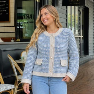 Women’s Knitting Cardigan Pattern PDF | Textured Knit Jacket Pattern | Ladies Button Front Cardigan Knitting Pattern | Knit Sweater Coat