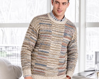 Herren Gestreifter Pullover Strickmuster PDF | Strickmuster Pullover | Rundhals-Strickpullover | Intermediate Strickdesign | Strickanleitung