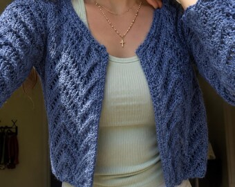 Zopfmuster Jacke Strickmuster PDF | Kante zu Spitze und Kabel Strickjacke | Damen Grobstrick-Pullover-Mantel-Muster