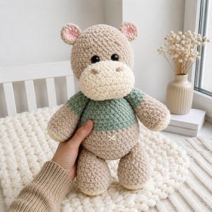 Virkmönster för flodhäst i PDF-format | Mönster för amigurumi-leksak för flodhäst | Virkat mönster för plysch för flodhäst | Virkat mönster för amigurumi-leksak för flodhäst
