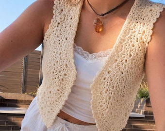 Crochet Lace Bolero Pattern PDF | Summer Shrug Crochet Pattern | Lightweight Layering Vest | Beach Cover Up Women | Boho Lace Wearable