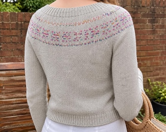 Fair Isle Pullover Strickmuster PDF | Frauen Strickmuster Pullover | Colorwork Passe Pullover | Rundpasse Strickware