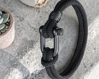 Men's Rope Bracelet, Stainless Steel Clasp, Nautical Cord, Minimalist Style