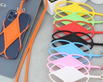Universal Silicone Phone Lanyard Strap, Adjustable Neck Cord, Crossbody Holder