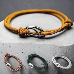 Braccialetto in corda nautica, cordino a doppio strato, gancio in acciaio inossidabile, braccialetto minimalista unisex