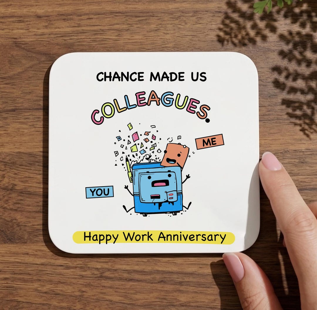 Work Coasters Funny Work Anniversary Coaster, Coworker Gift, Office Bestie Desk ...