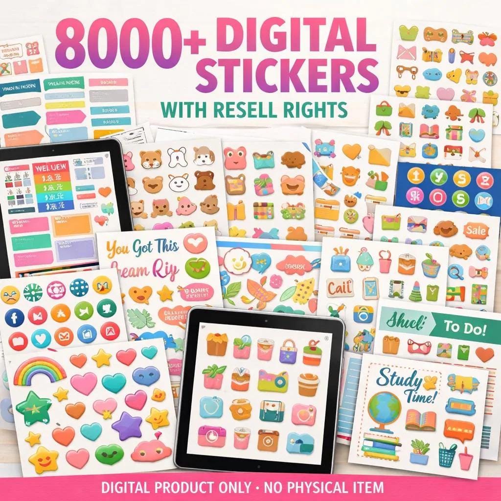 8000+ Digital Stickers Bundle With PLR & MRR Rights! - Etsy