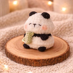 Panda Plush Crochet Animal Stuffed Amigurumi Bamboo Panda Toy Lovers Gift for Her