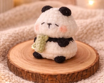 Peluche de panda de ganchillo, animal de peluche amigurumi de bambú, juguete de panda, regalo para amantes de los pandas.