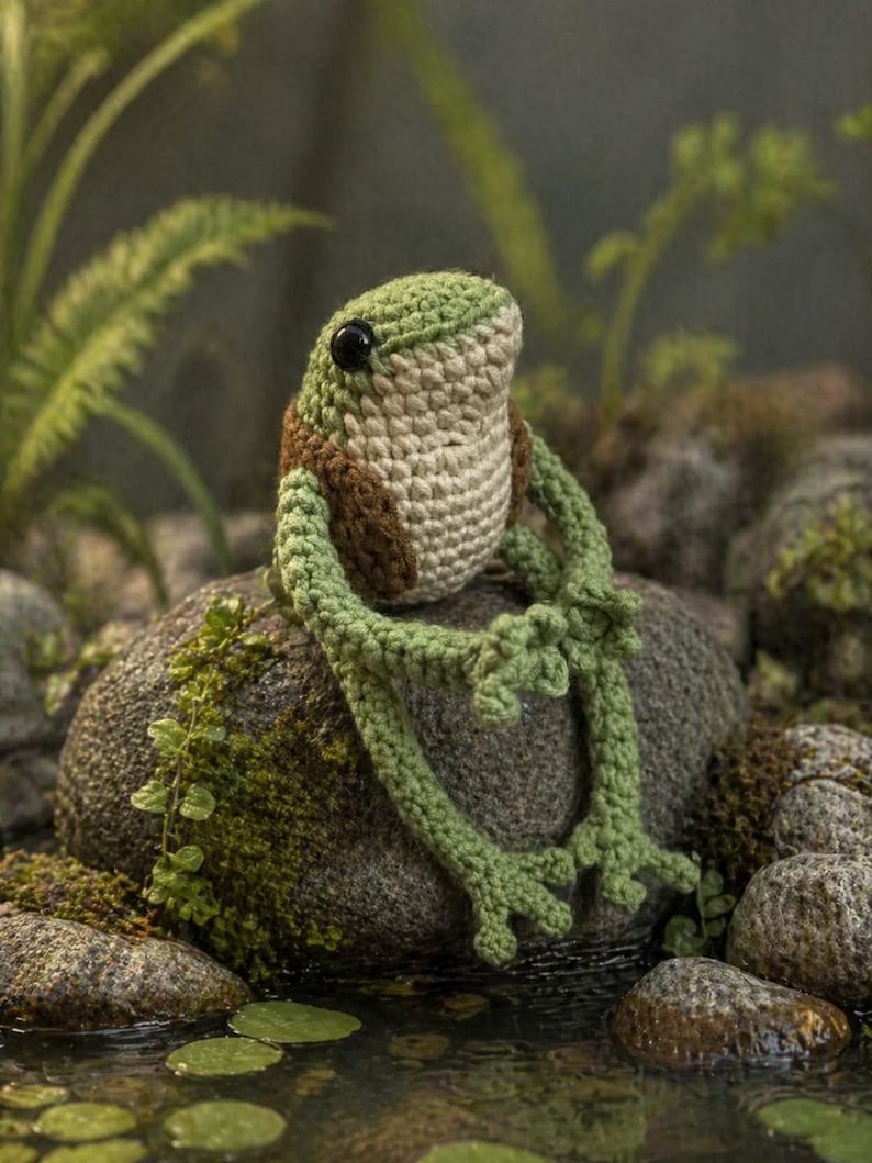 Frog Crochet Amigurumi Plush, Handmade Crochet Frog Doll, Gift Stuffed Animal Doll For Frog Lovers