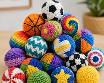 Handmade Sport Balls Hacky Sack Crochet Knitted Ball Amigurumi for Kids, Gift for Him Birthday Gift
