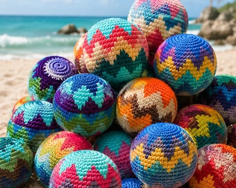 Pelotas de Hacky Sack Footbag de ganchillo tejidas a mano, divertidas pelotas deportivas al aire libre, amigurumi, peluche para niños, regalo para él.