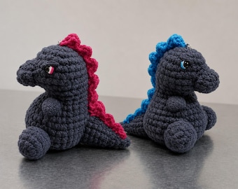 Godzilla hecho a mano a crochet, lindo peluche de monstruo amigurumi, regalos para decoración del hogar, ideas para regalos