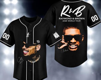 Usher Chris Brown R & B Tour 2026 Baseball Jersey, Custom Name Concert Shirt, Raymond Brown Fan Jersey, Team Breezy Music Gift