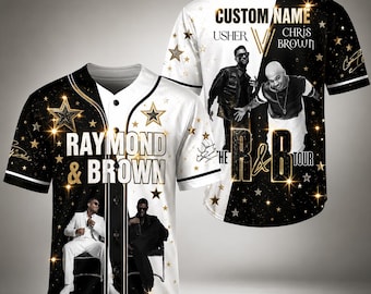 Usher Chris Brown R & B Tour 2026 Baseball Jersey, Custom Name Concert Shirt, Raymond Brown Fan Jersey, Team Breezy Music Gift