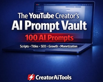 YouTube Creator AI Prompt Pack: 100 ChatGPT Prompts for Scripts, SEO, Growth (Digital Download)