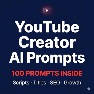 YouTube Creator AI Prompt Pack: 100 ChatGPT Prompts for Scripts, SEO, Growth (Digital Download) image 2
