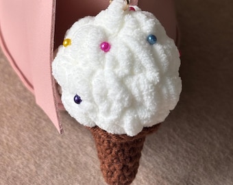 Handmade Crochet Ice Cream Keychain, Dopamine Colorful Amigurumi Bag Charm, Cute Summer Gift for Her