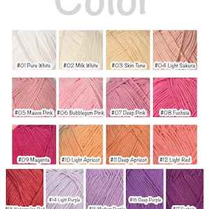 Yarn for Crochet, #3 DK, 72 Solid Colors, Cotton Acrylic Blend Yarn, Soft Washable , Amigurumi, Blanket, Hat DIY image 4