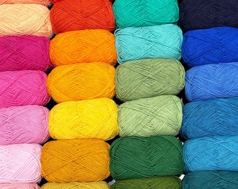 Yarn for Crochet, #3 DK,  72 Solid Colors, Cotton Acrylic Blend Yarn, Soft Washable , Amigurumi, Blanket, Hat DIY